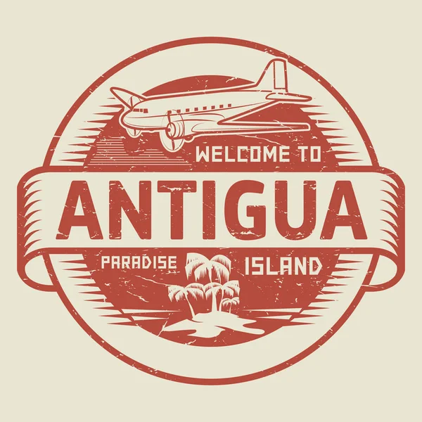 盖到安提瓜，天堂岛的欢迎文本 — 图库矢量图片