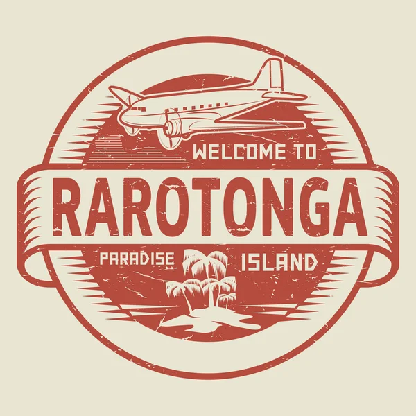 Sello con el texto Bienvenido a Rarotonga, Paradise island — Vector de stock