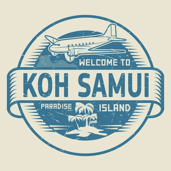 Koh Samui, Cennet Adası Hoşgeldiniz metinle damga — Stok Vektör