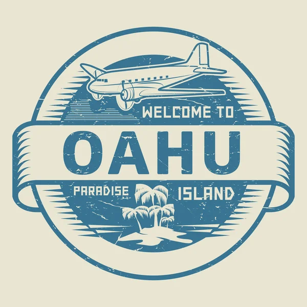 Stamp with the text Welcome to Oahu, Paradise island — Stock Vector