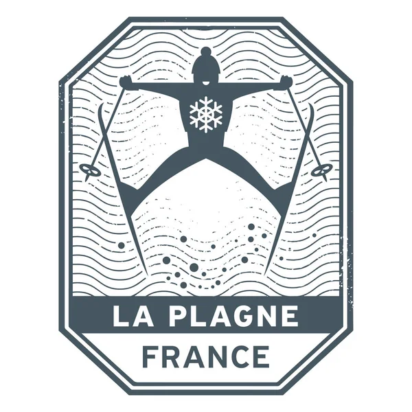 De naam van de stempel of embleem van de stad La Plagne in Frankrijk — Stockvector