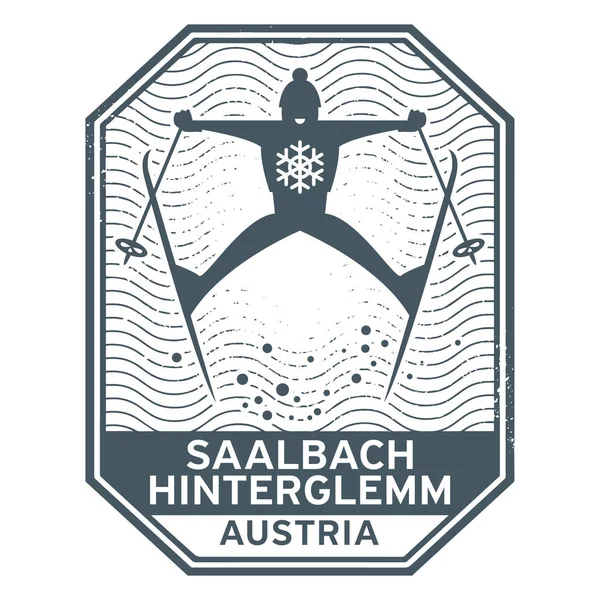 Timbre nom de la ville Saalbach Hinterglemm en Autriche — Image vectorielle