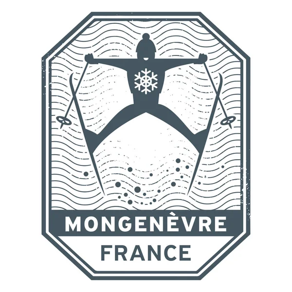 Kasabanın Mongenevre Fransa damgası veya amblem adı — Stok Vektör