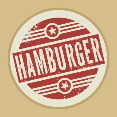 Grunge soyut vintage damga veya metin Hamburger etiketi