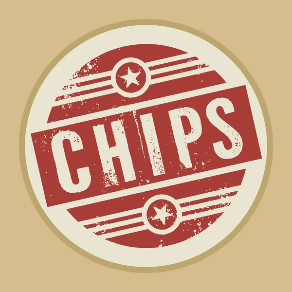 Grunge timbre vintage abstrait ou étiquette avec texte Chips — Image vectorielle