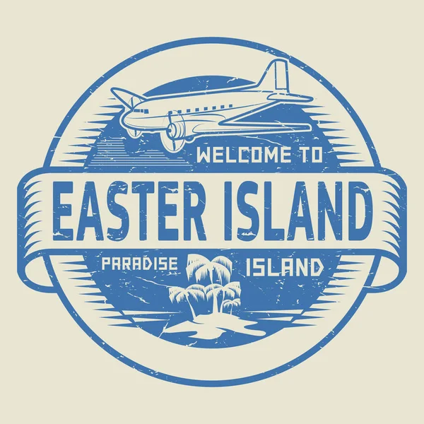 Selo com o texto Bem-vindo à Ilha de Páscoa, Ilha do Paraíso —  Vetores de Stock