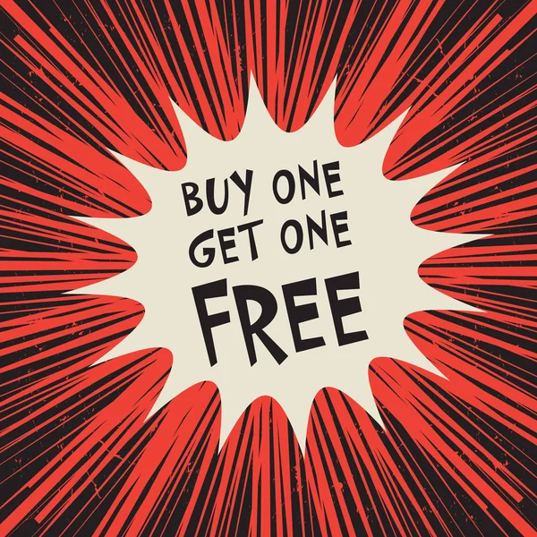 Комический взрыв бизнеса с текстом Buy One Get One Free — стоковый вектор