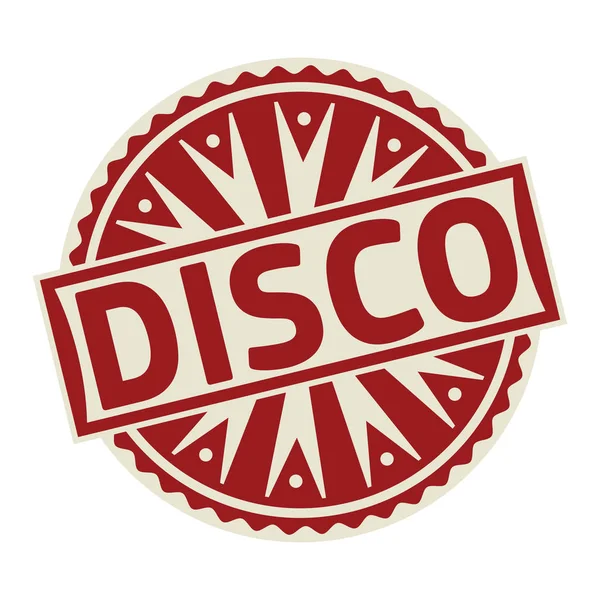 Disco metinle damgası, etiket veya etiket iş kavramı — Stok Vektör