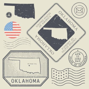 Retro vintage posta pulları Oklahoma, Amerika Birleşik Devletleri ayarla