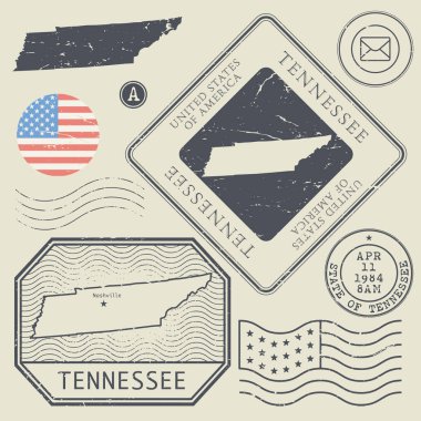 Retro vintage posta pulları Tennessee, Amerika Birleşik Devletleri ayarla