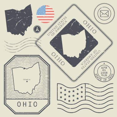 Retro vintage posta pulları Ohio, Amerika Birleşik Devletleri Tema ayarla