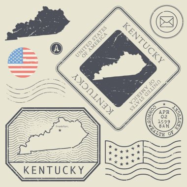 Retro vintage posta pulları Kentucky, Amerika Birleşik Devletleri ayarla