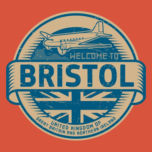 Damga veya etiketi ile uçak metin Bristol, Birleşik parka Hoşgeldiniz