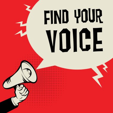 Megafon el, iş kavramı ile metin Your Voice bul
