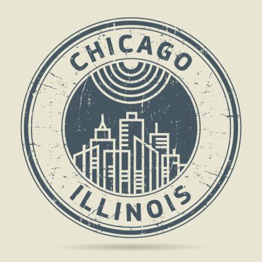 Grunge lastik damgası veya etiketi metin Chicago, Illinois