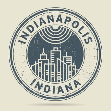 Grunge lastik damgası veya metin Indianapolis, Indiana etiketi