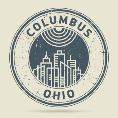 Grunge lastik damgası veya metin Columbus, Ohio etiketi