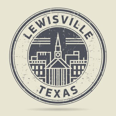 Grunge lastik damgası veya metin Lewisville, Texas etiketi
