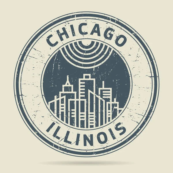 Grunge Rubberstempel of label met tekst Chicago (Illinois) — Stockvector