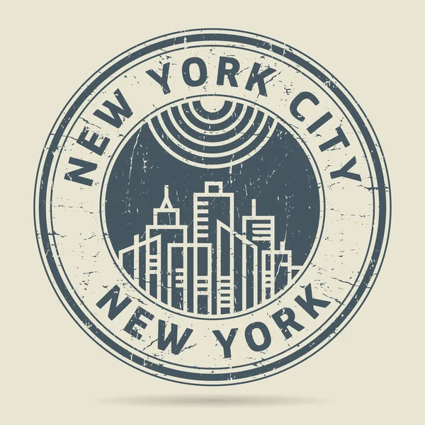 Grunge 橡皮戳或带有文本纽约，纽约的标签 — 图库矢量图片