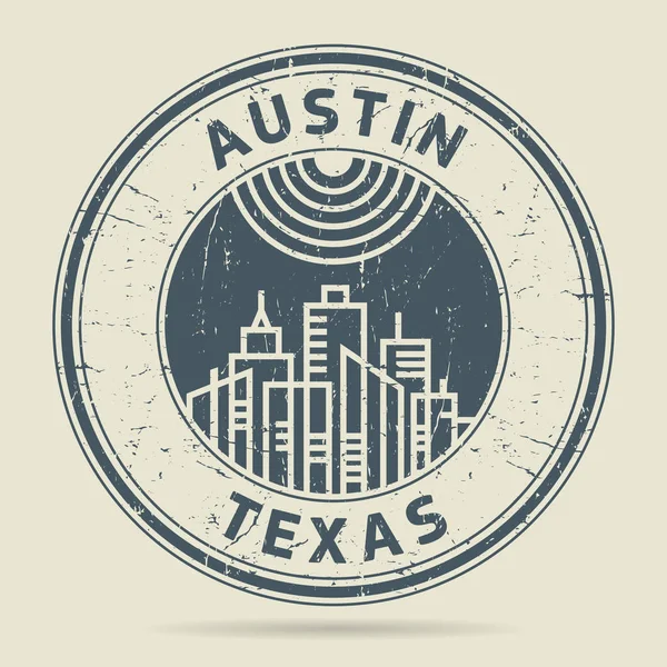 Grunge lastik damgası veya metin Austin, Teksas etiketi — Stok Vektör