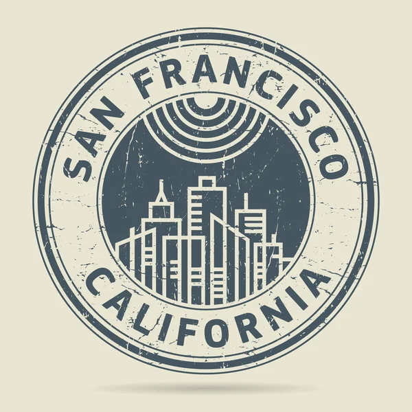 Sello o etiqueta de goma grunge con texto San Francisco, California — Vector de stock