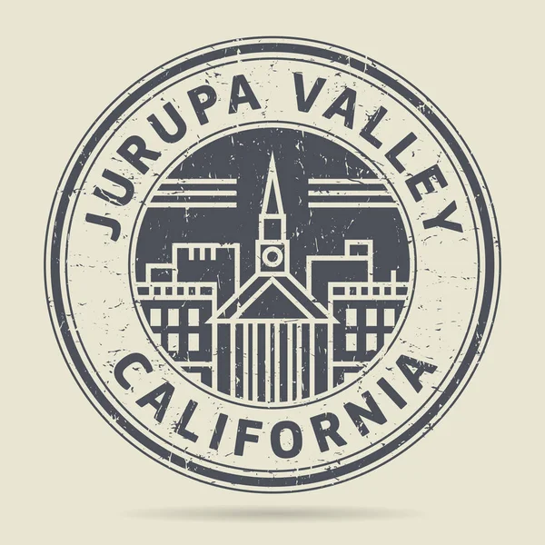 Grunge lastik damgası veya metin Jurupa Valley, California etiketi — Stok Vektör