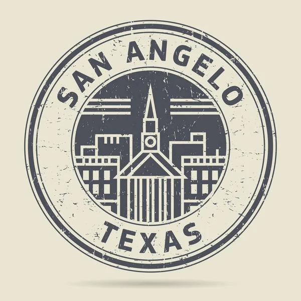 Grunge tampon caoutchouc ou une étiquette avec le texte San Angelo, Texas — Image vectorielle