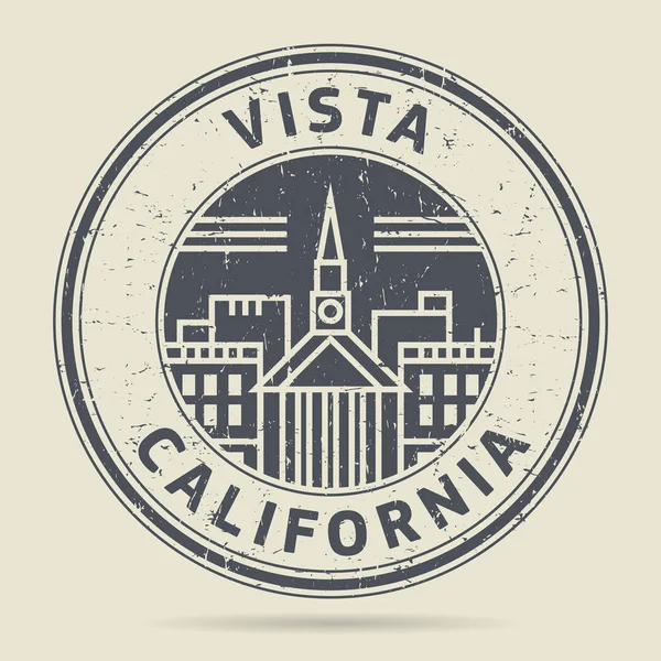 Grunge timbro di gomma o etichetta con testo Vista, California — Vettoriale Stock