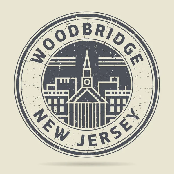 Sello o etiqueta de goma grunge con texto Woodbridge, New Jersey — Vector de stock
