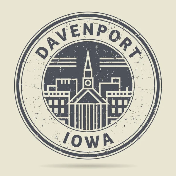 Grunge Rubberstempel of label met tekst Davenport (Iowa) — Stockvector