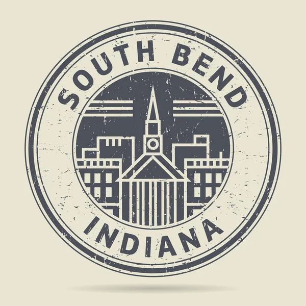 Grunge Rubberstempel of label met tekst South Bend (Indiana) — Stockvector