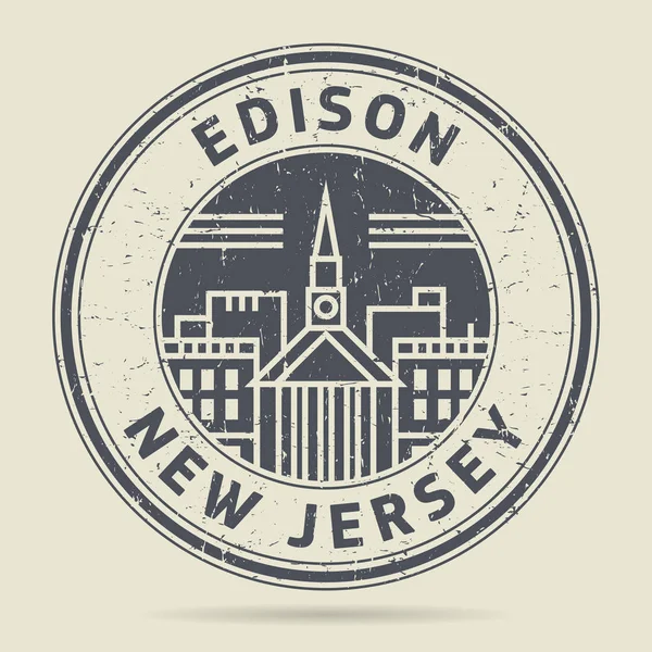 Grunge razítko nebo popisek s textem Edison, New Jersey — Stockový vektor