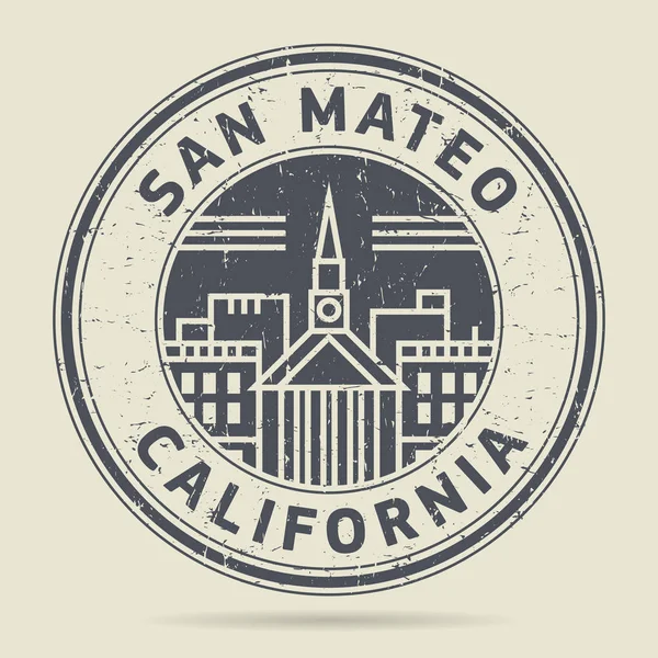 Grunge Rubberstempel of label met tekst San Mateo, Californië — Stockvector