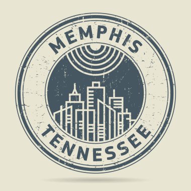 Grunge lastik damgası veya metin Memphis, Tennessee etiketi