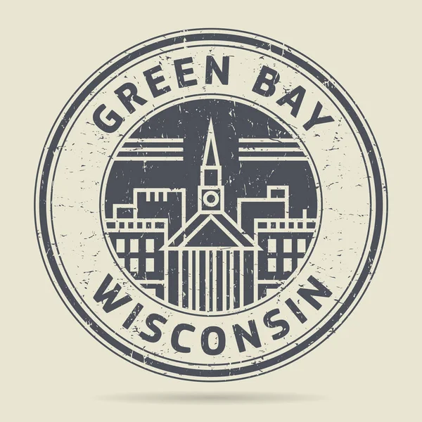 Carimbo de borracha Grunge ou rótulo com texto Green Bay, Wisconsin — Vetor de Stock