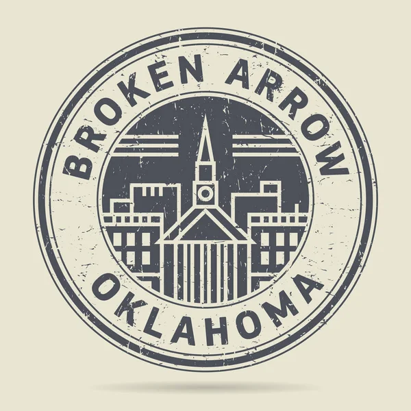 Grunge sello de goma o etiqueta con texto Broken Arrow, Oklahoma — Archivo Imágenes Vectoriales