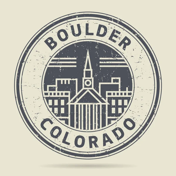 Grunge sello de goma o etiqueta con texto Boulder, Colorado — Vector de stock