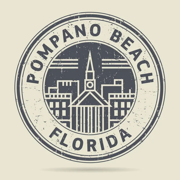 Selo de borracha Grunge ou rótulo com texto Pompano Beach, Florida — Vetor de Stock