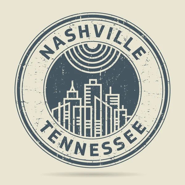 Grunge Rubberstempel of label met tekst Nashville (Tennessee) — Stockvector