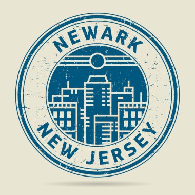 Grunge lastik damgası veya etiketi metin Newark, New Jersey