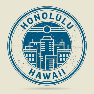 Grunge lastik damgası veya metin Honolulu, Hawaii etiketi 