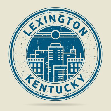 Grunge lastik damgası veya metin Lexington, Kentucky etiketi 