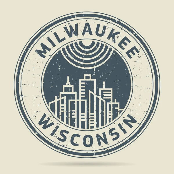 Штамп или этикетка с текстом Milwaukee, Висконсин — стоковый вектор