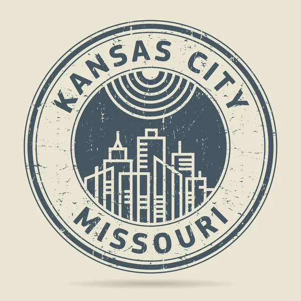 Grunge gummistämpel eller etikett med text Kansas City, Missouri — Stock vektor
