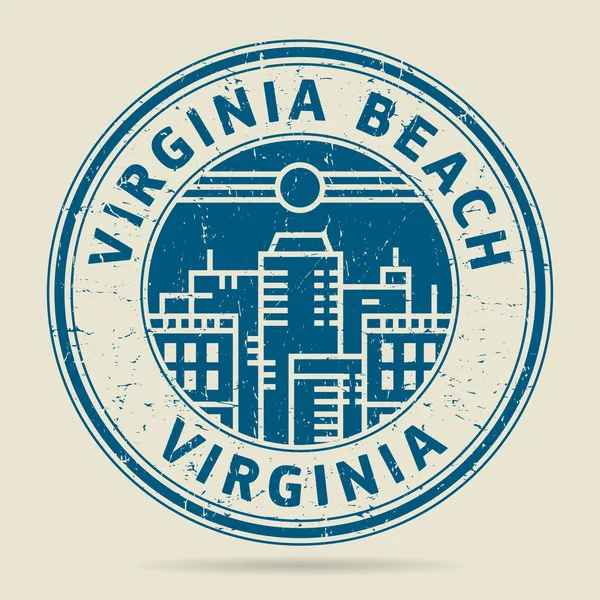Grunge timbro di gomma o etichetta con testo Virginia Beach, Virginia — Vettoriale Stock