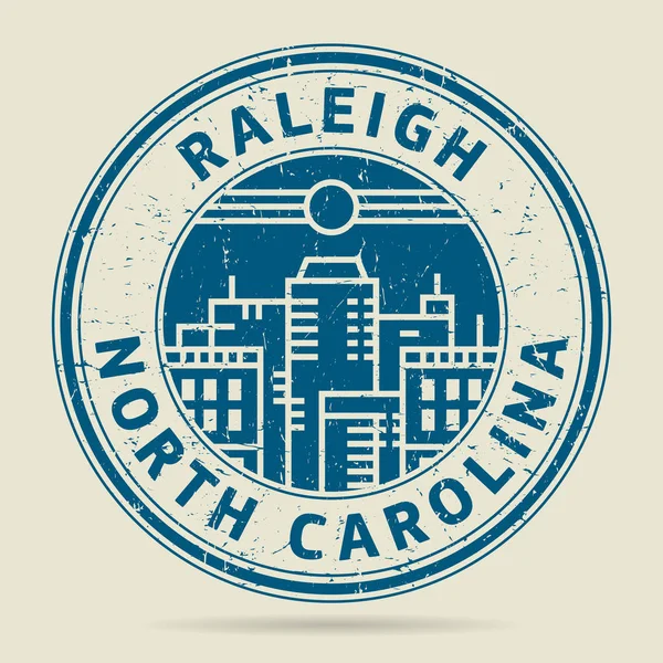 Sello o etiqueta de goma grunge con texto Raleigh, Carolina del Norte — Archivo Imágenes Vectoriales