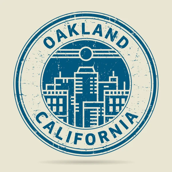 Timbre ou étiquette en caoutchouc avec texte Oakland, Californie — Image vectorielle