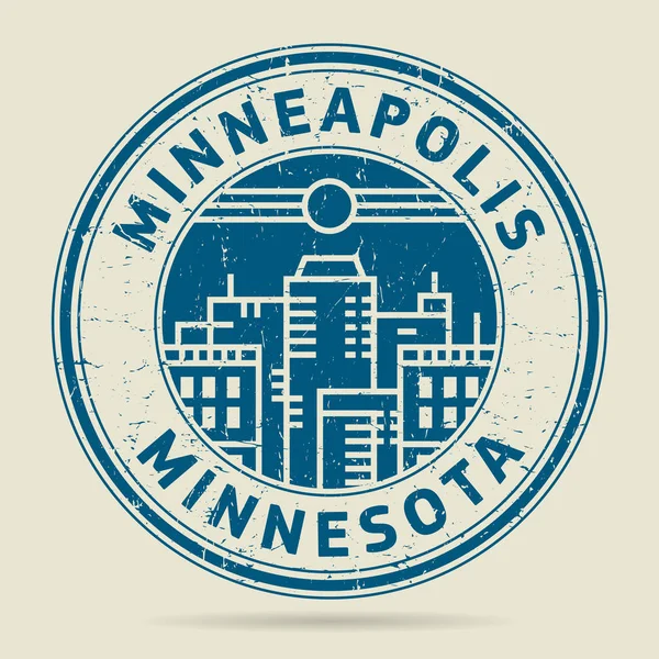 Grunge tampon caoutchouc ou une étiquette avec le texte Minneapolis, Minnesota — Image vectorielle