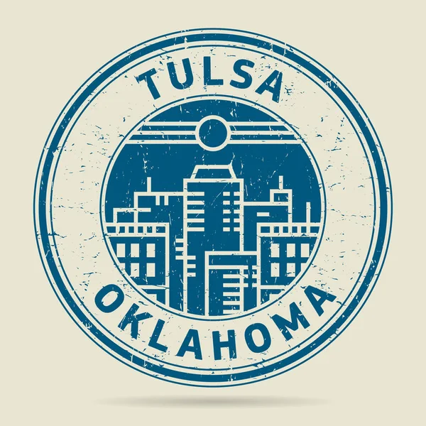 Grunge Rubberstempel of label met tekst Tulsa (Oklahoma) — Stockvector